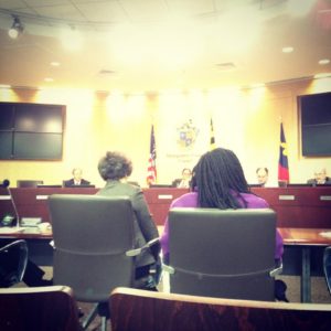 Public Arts Trust consultant, Michele Cohen, and AHCMC CEO Suzan Jenkins testifying to Montgomery County Council